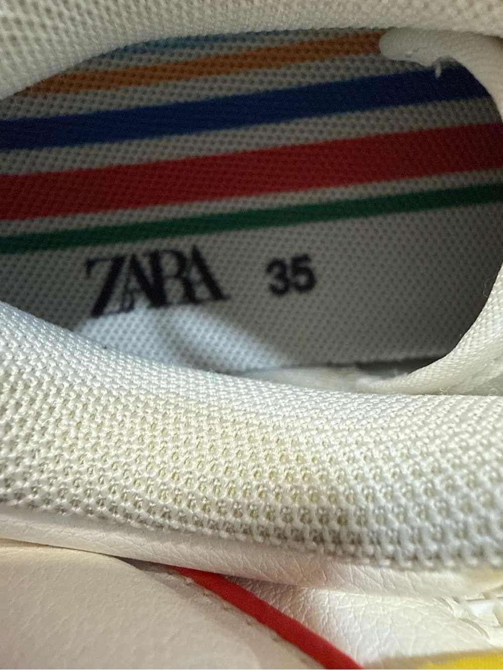 Zara White Sneakers with Blue, Yellow, Red & Green Trim - Picture 6 of 6
